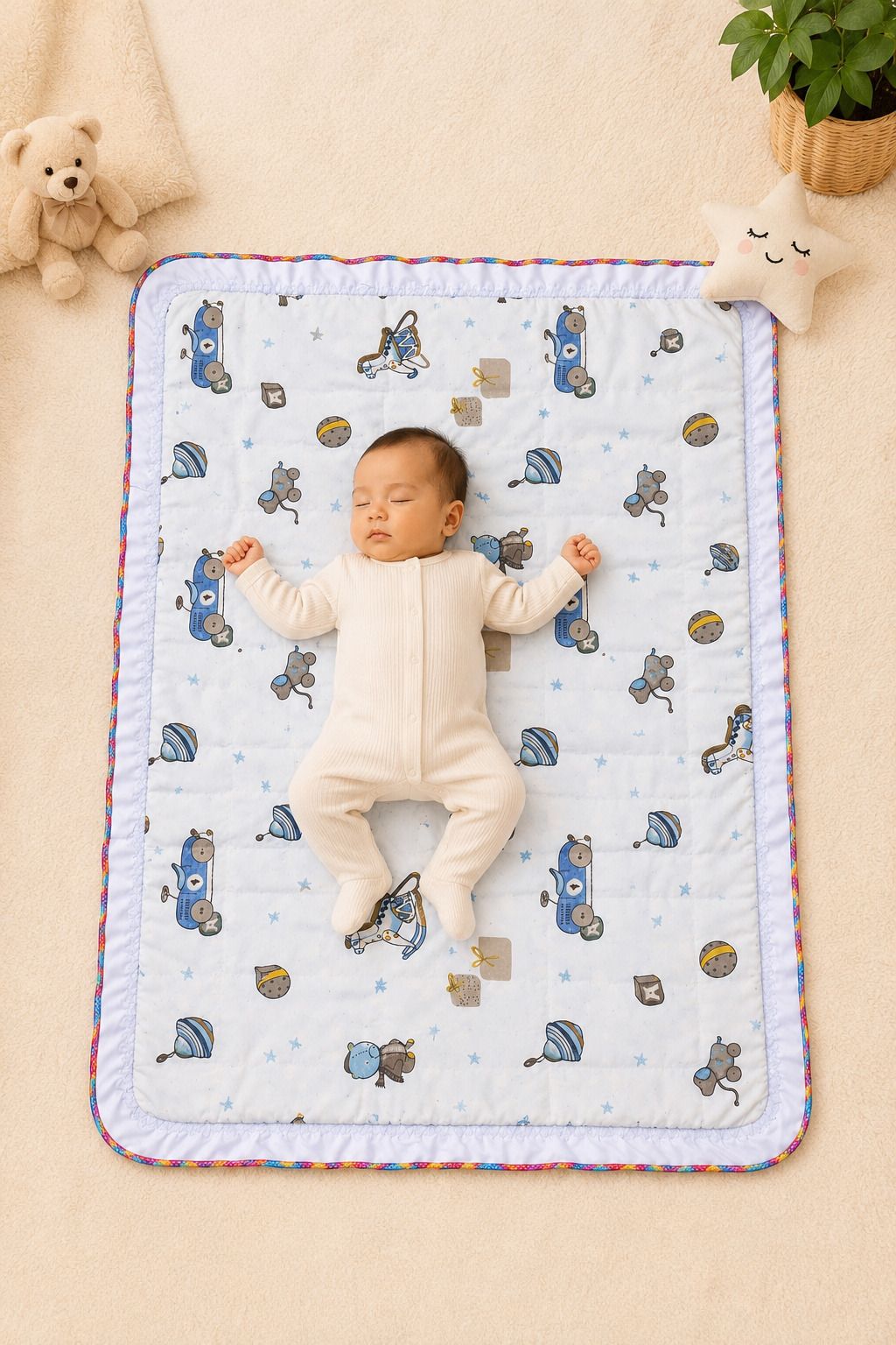 dora mart Pure Cotton Baby Sleeping Mattress Base Cartoon Mediam Toy Car Print-picture-21