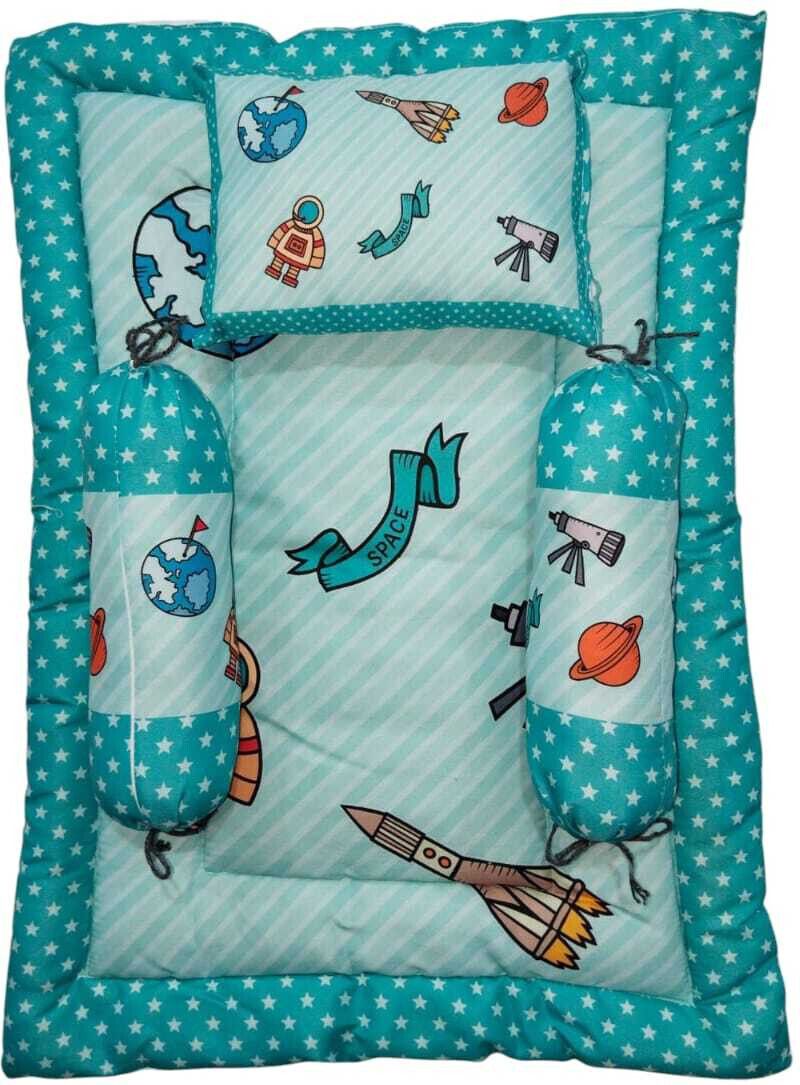 rocket space beautiful Design with 1 pillow & 2 bowlster pillow Rectangle Shape standard mattress-image-32