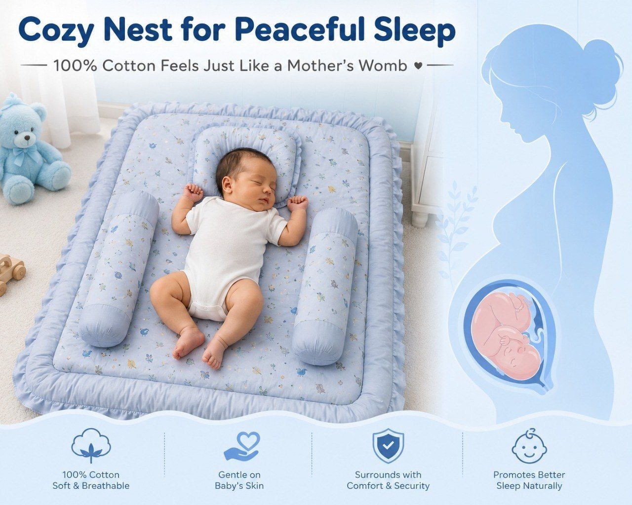 vanray fashion Ultra Soft Baby Bedding Mattress Set with Protective Side Cushions for Infants BABY BEDDING SET Printed-picture-12