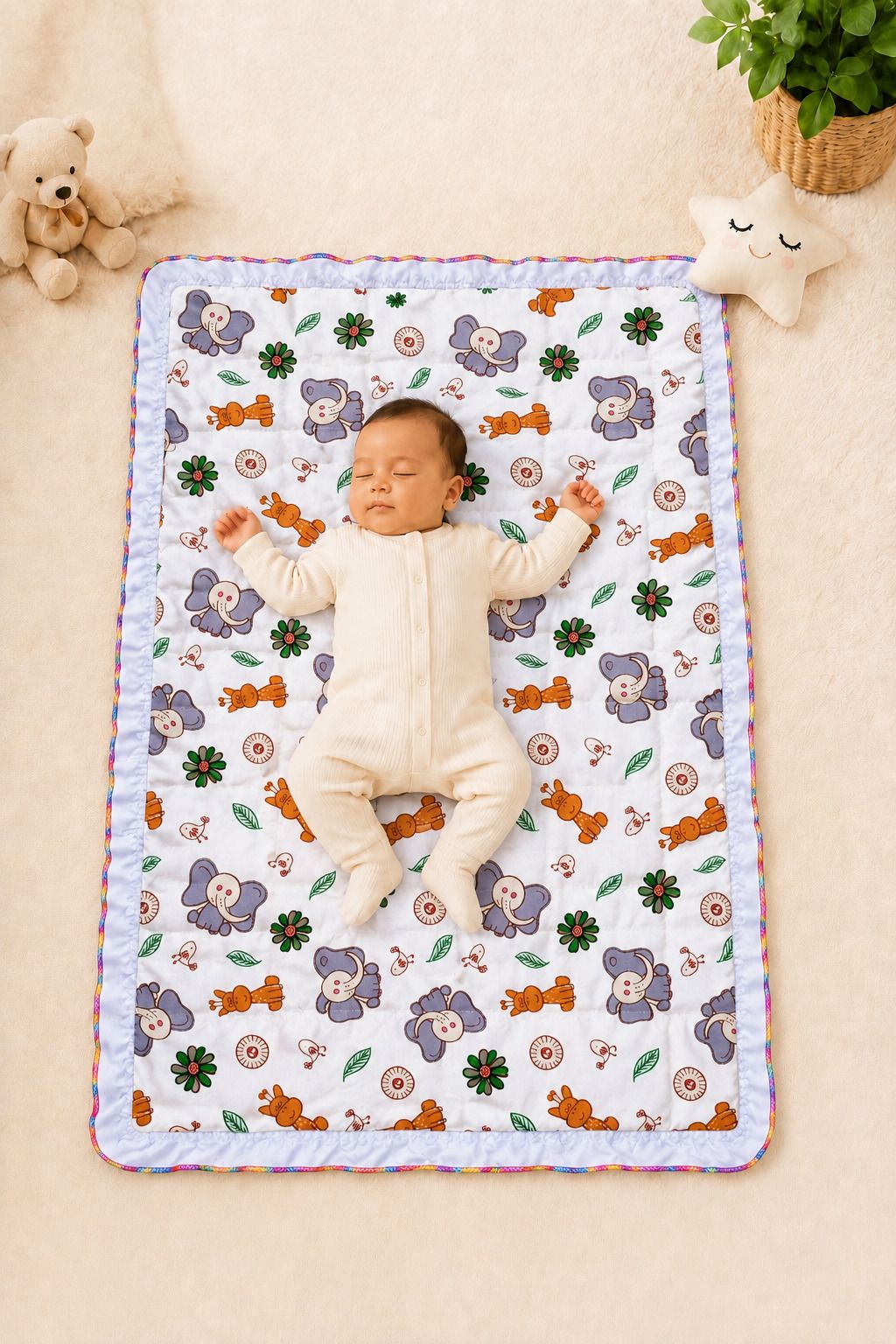 dora mart Pure Cotton Baby Sleeping Mat Base Elephant Cartoon Mediam Baby Sleep-picture-31