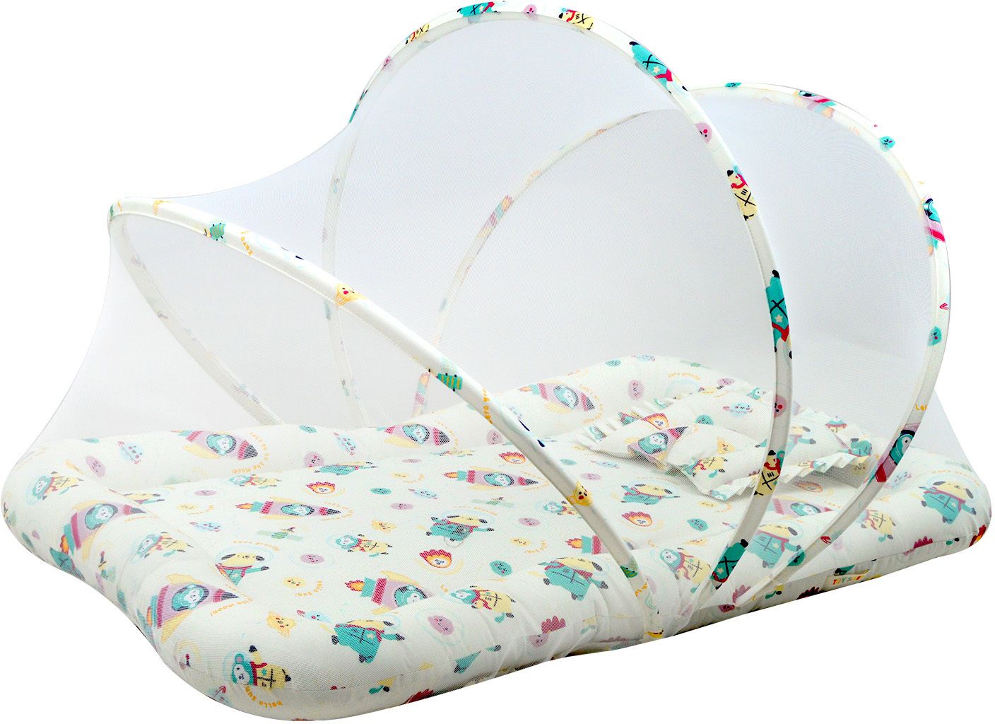 tidy sleep Baby Bed With Mosquito Net & Neck Pillow, Baby Gadda Set For New Born Baby Gadda Net Set Space-picture-27