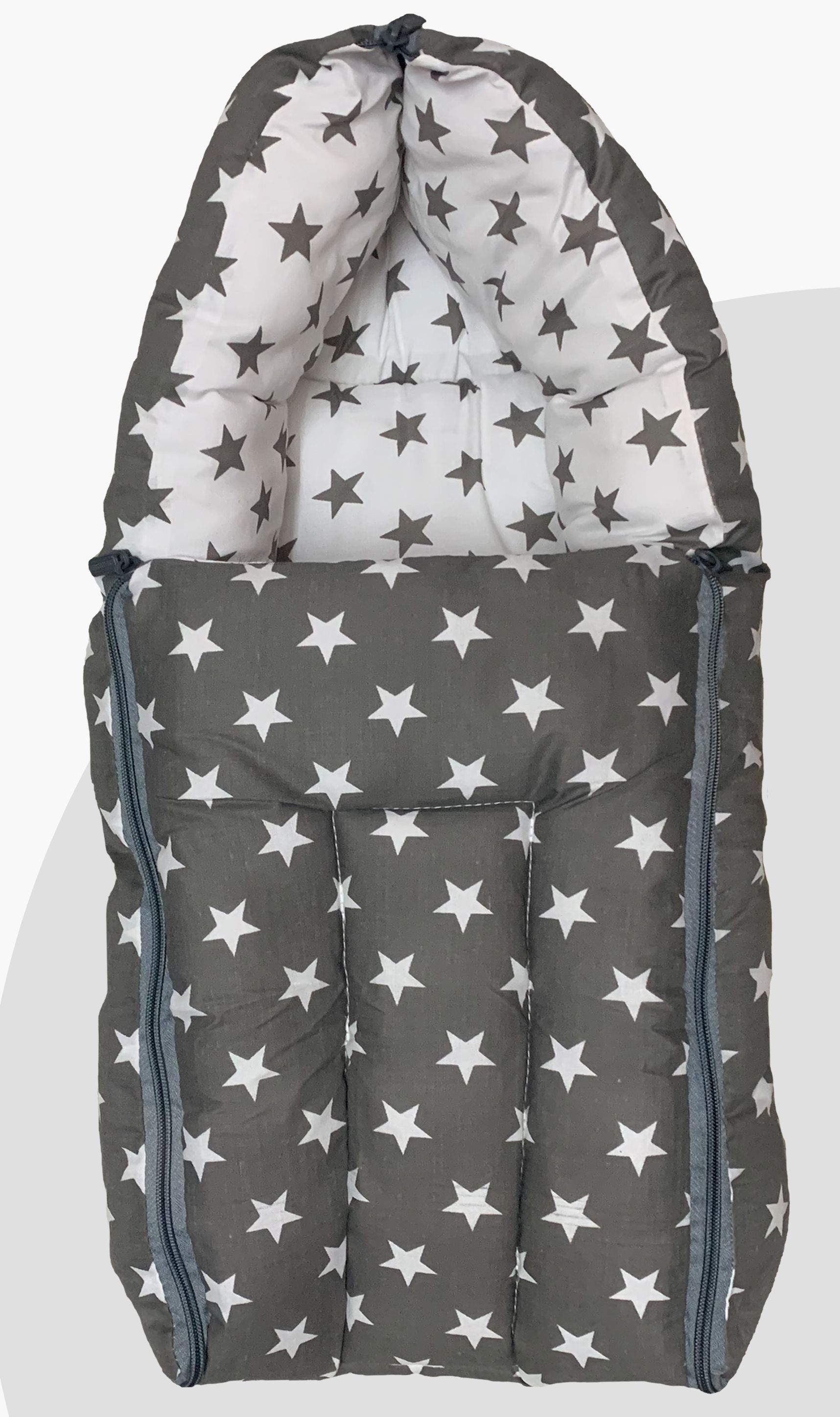 Baby Bed, Sleeping Bag & Carry Nest Cotton Ideal for 0-6 Months Baby (Star Grey) Sleeping Bag-image-3