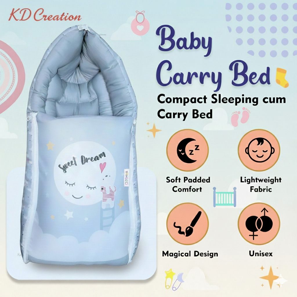 3 in 1 Baby Bed, Baby Bedding for New Born & Carry Nest, Cotton Sleeping Bag QUSHALI CUSLUEL