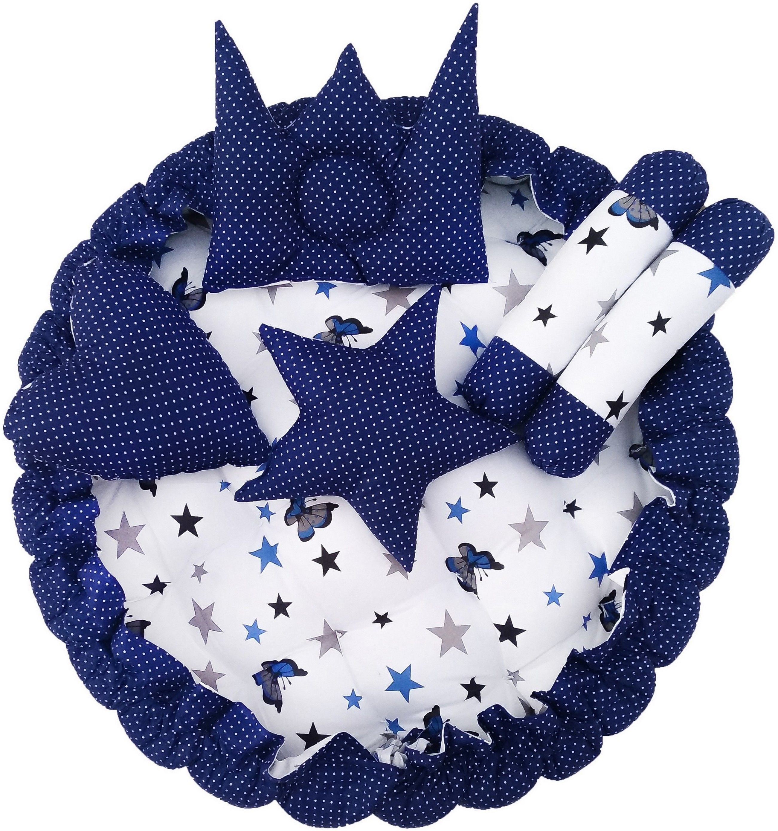 hector Blue 5 Pillows & Round shape Cotton Baby Bed for 0-1 Year OE-BB02 Baby Bed Star-picture-11