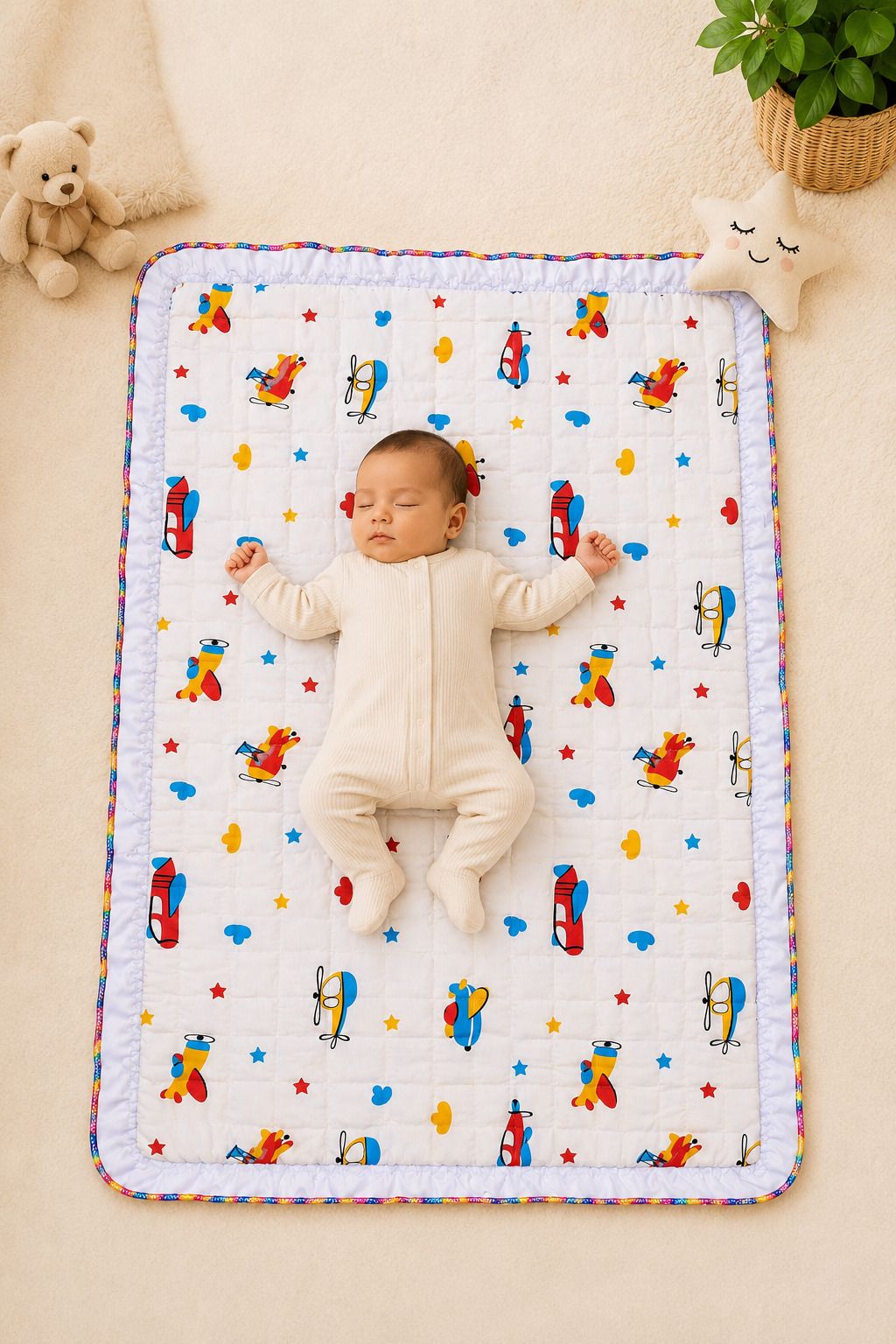 dora mart Pure Cotton Baby Sleeping Mattress Base Cartoon Mediam Cartoon Helicopter-picture-29