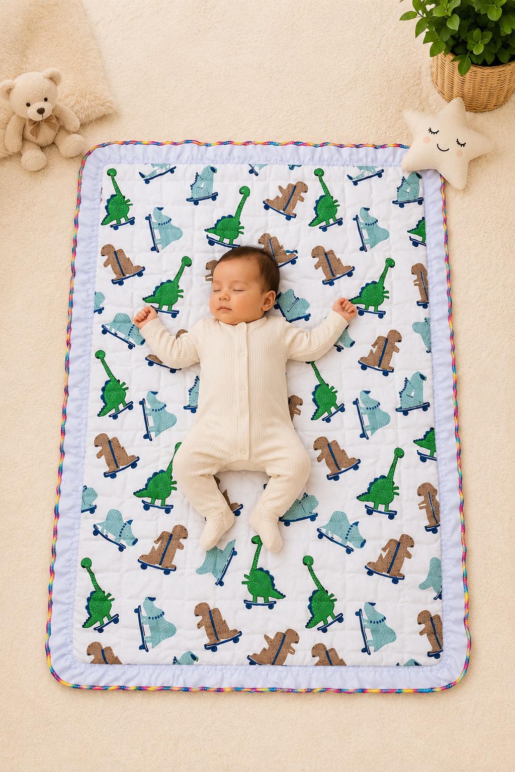 dora mart Pure Cotton Baby Sleeping Mattress Base baby dinosaur cartoon Mediam Baby Sleep-picture-16