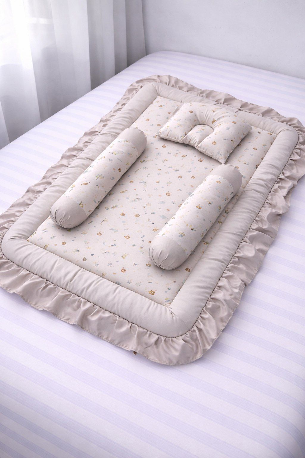 Baby Bedding Set with Side Pillows & Head Support Soft Cotton Mattress GREY GADLA SET CRIB-image-39
