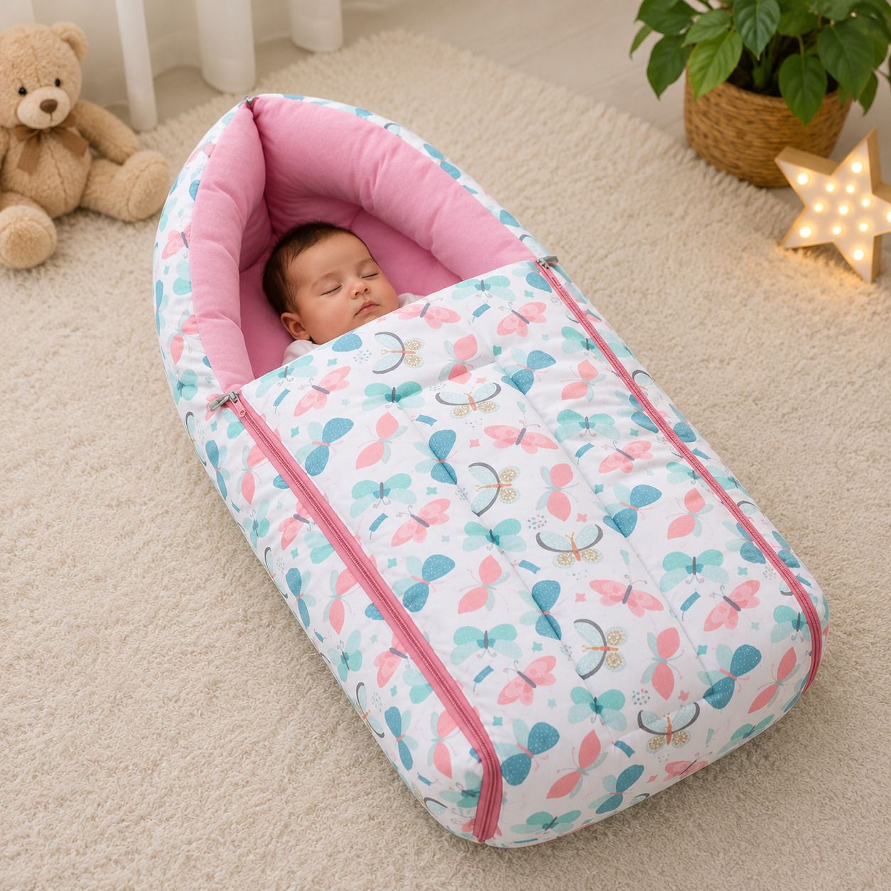 3in1 Baby Bed, Sleeping Bag & Carry Nest, Cotton Baby Bedding for New Born Baby Sleeping Bag-image-41