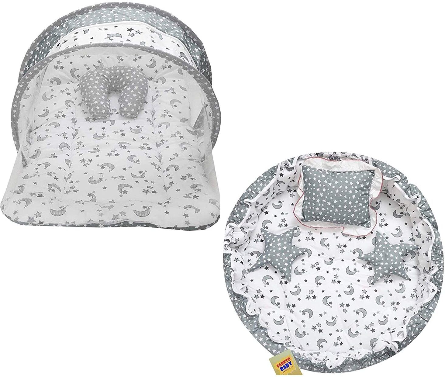 Baby Sleeping Nest & Mattress with Net Combo(0-6 Months)(Star & Moon) standard crib-image-23