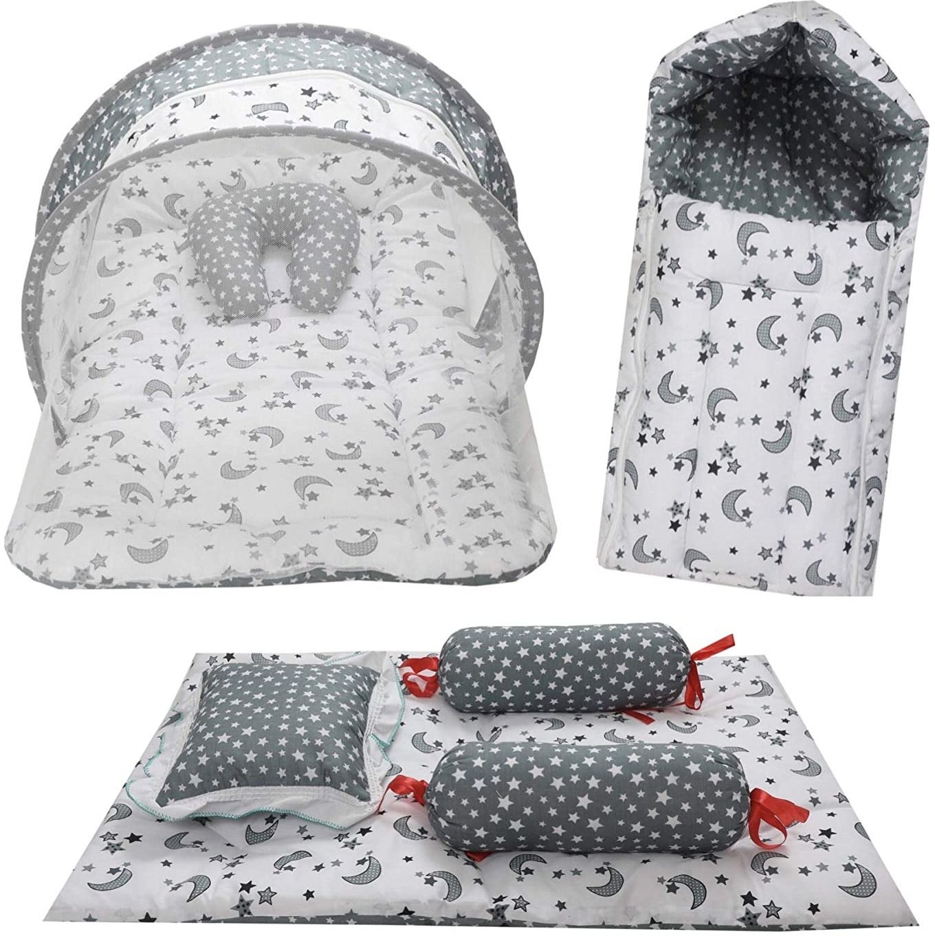 Combo of Baby Bed with Net | Carry Bag | 4 Pcs Bedding Set(0-6 Months standard crib-image-28