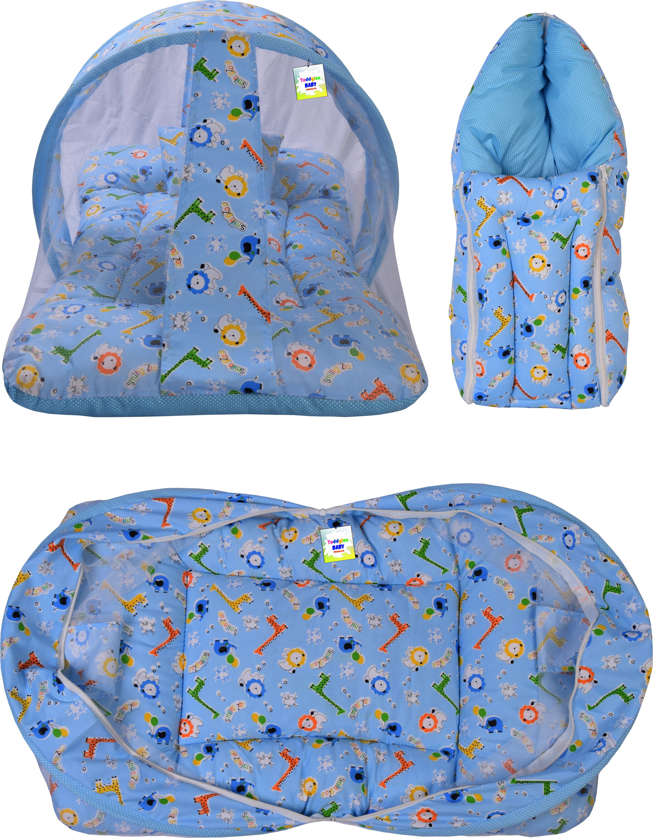 Baby Mosquito Net Bed with Cushioned Pillow And Sleeping Bag Standard Crib-image-46