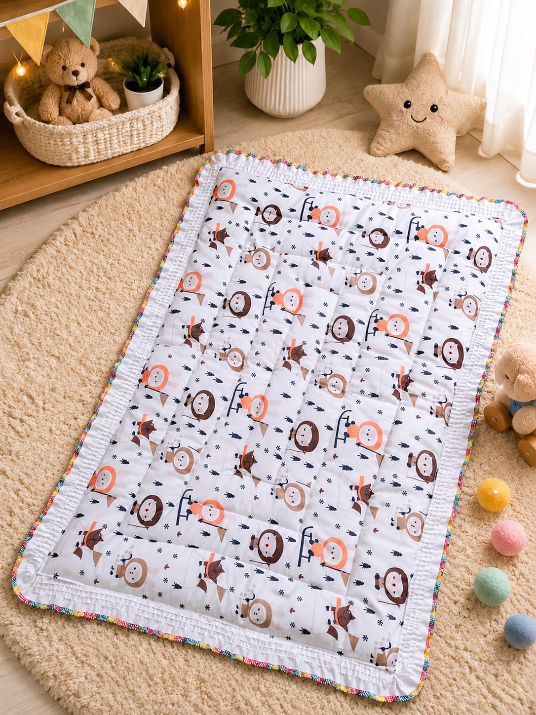 dora mart Baby Godadi Sleeping Mat Pure Cotton Newborn Mattress Newborn Baby Sleeping Mat Animal Cartoon Print-picture-48