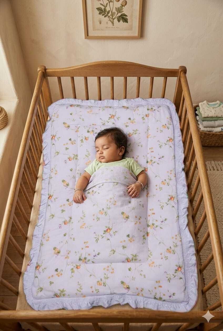 baby well_1 pack baby mattress/godadi/gadda Floral Print with Frill Border-image-13