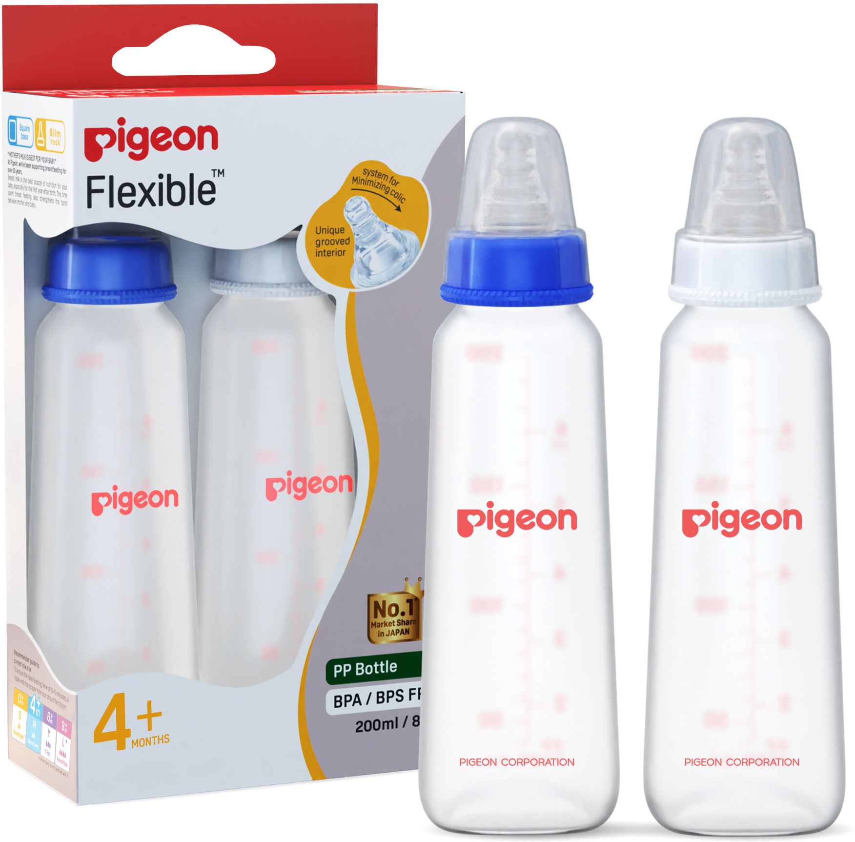 PERISTALTIC NURSING BOTTLE TWIN PACK KPP-200ML(BLUE & WHITE) NIPPLE M - 200 ml-image-9