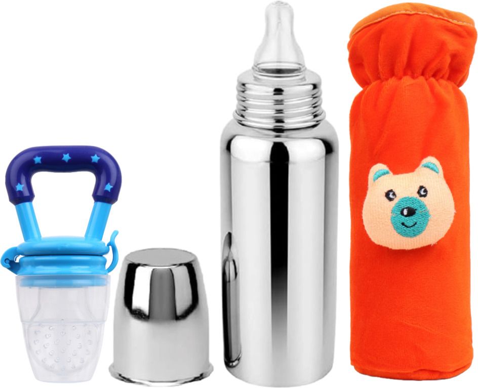 Baby Steel Feeding Bottle with Anti Colic Valve, for Babies 250 ml (Silver) - 250 ml-image-27