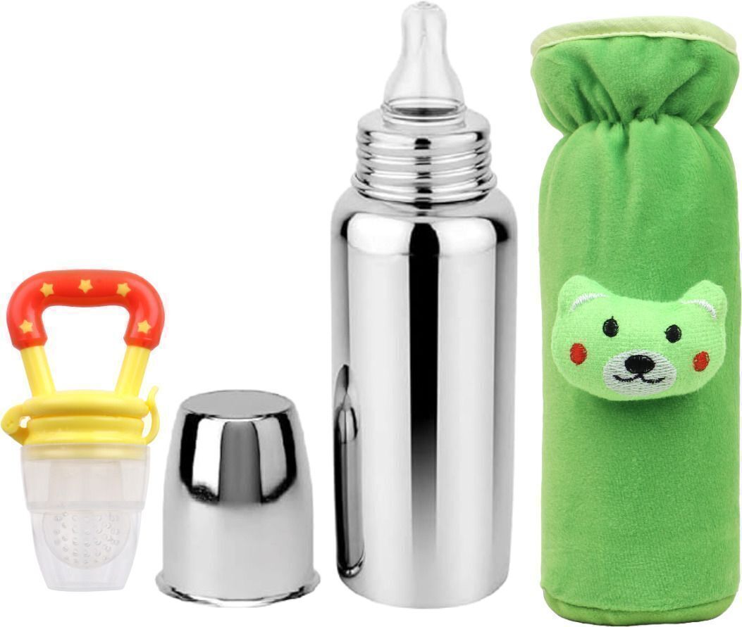 Baby Steel Feeding Bottle with Anti Colic Valve, for Babies 250 ml (Silver) - 250 ml-image-28