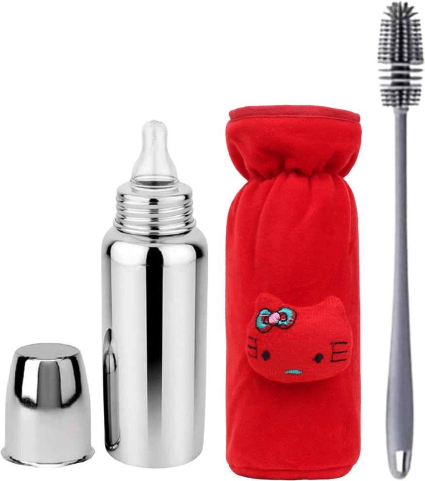 Baby Steel Milk Bottle &1Cleaning Brush & etc BPA-Free Sillicone Nipple 0-5 Year - 250 ml-image-22