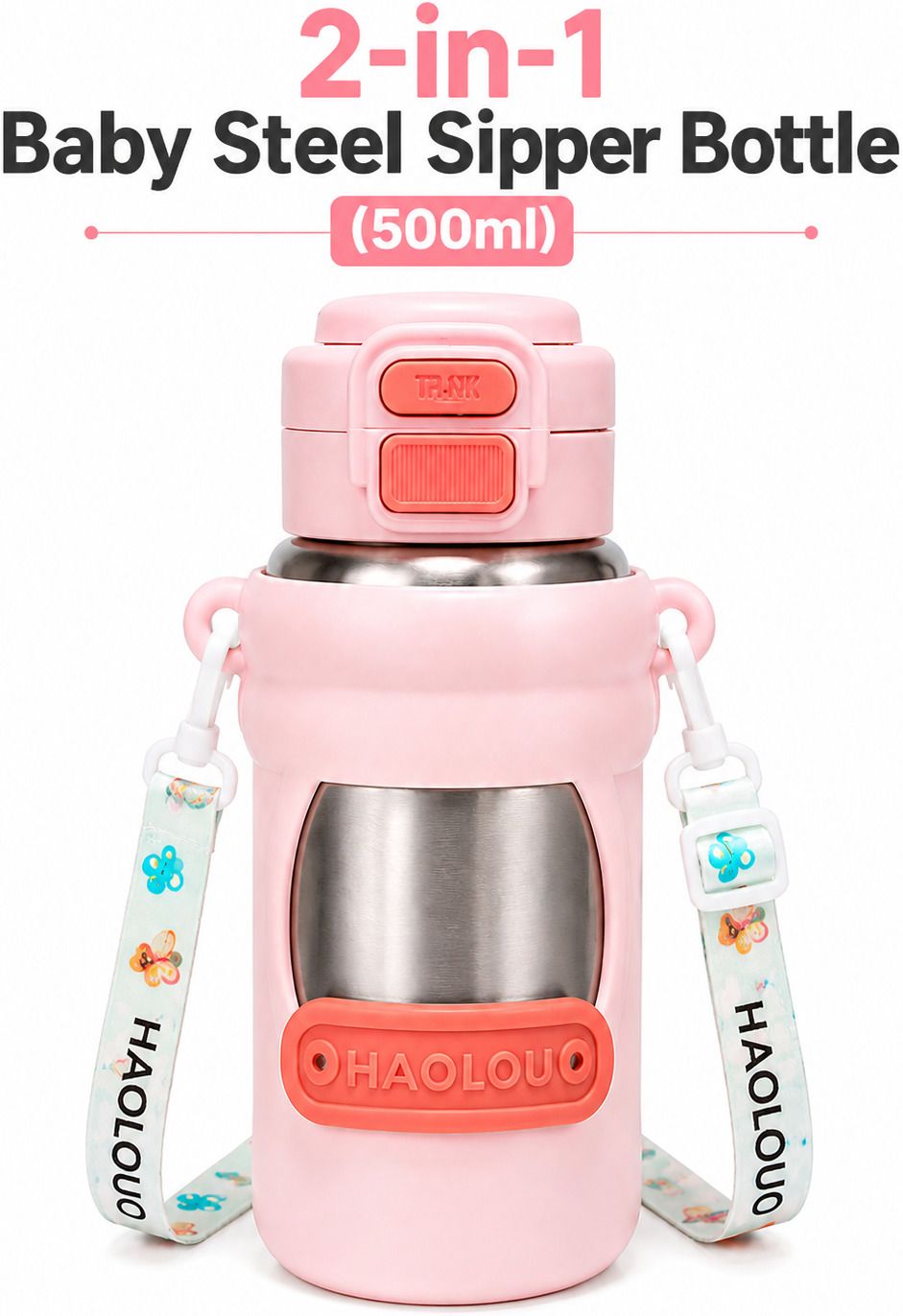 shoppizone Kids Insulated Stainless Steel Sipper Bottle 500ml with Straw-picture-16