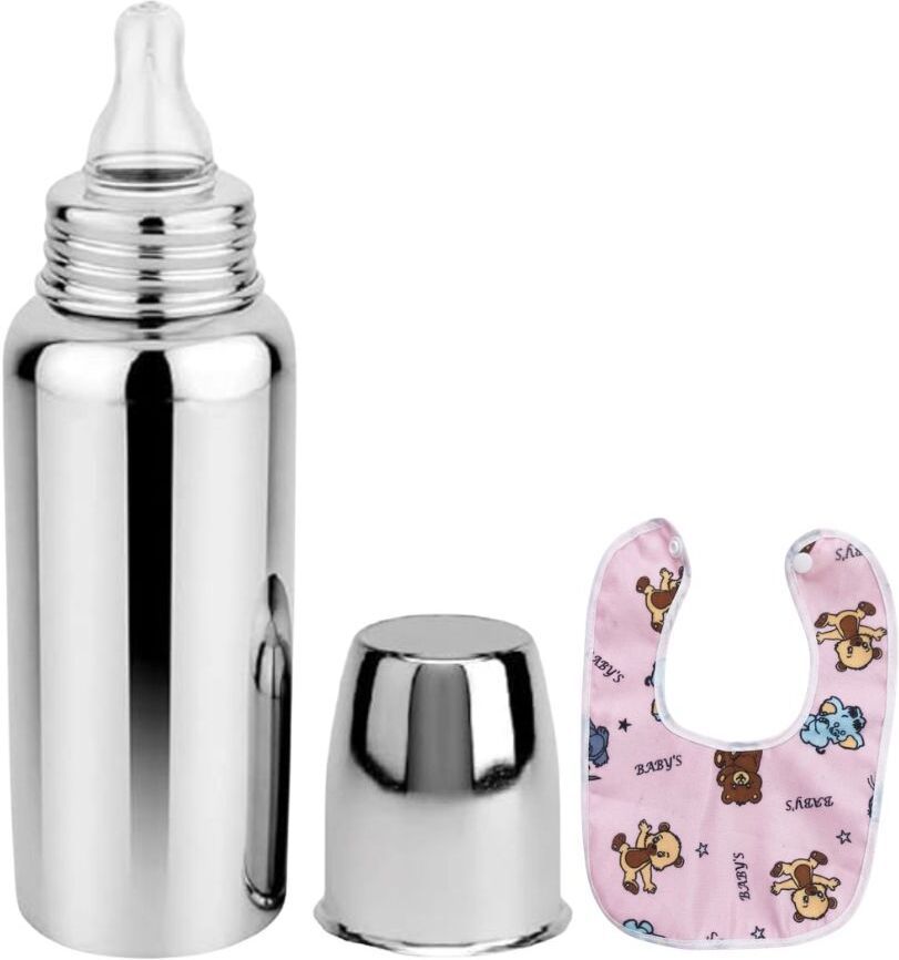 orilace Baby Feeding Milk Steel Bottle With Baby Bib 0-5 Years - 250 ml-picture-27