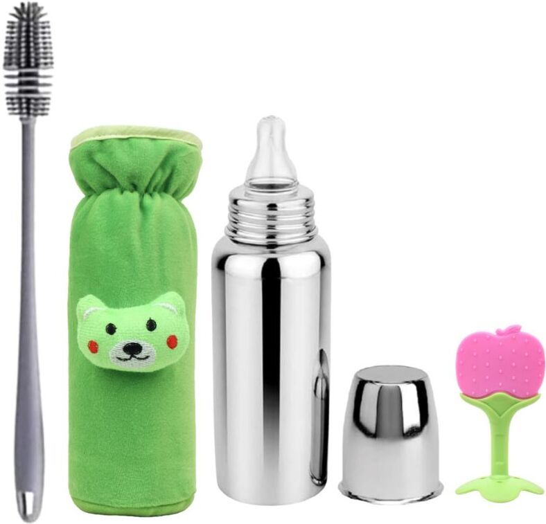 uniecrounekids Silicone Baby Bottle Cleaning Set with Nipple Cleaner and Safety Cover - 250 ml-picture-11