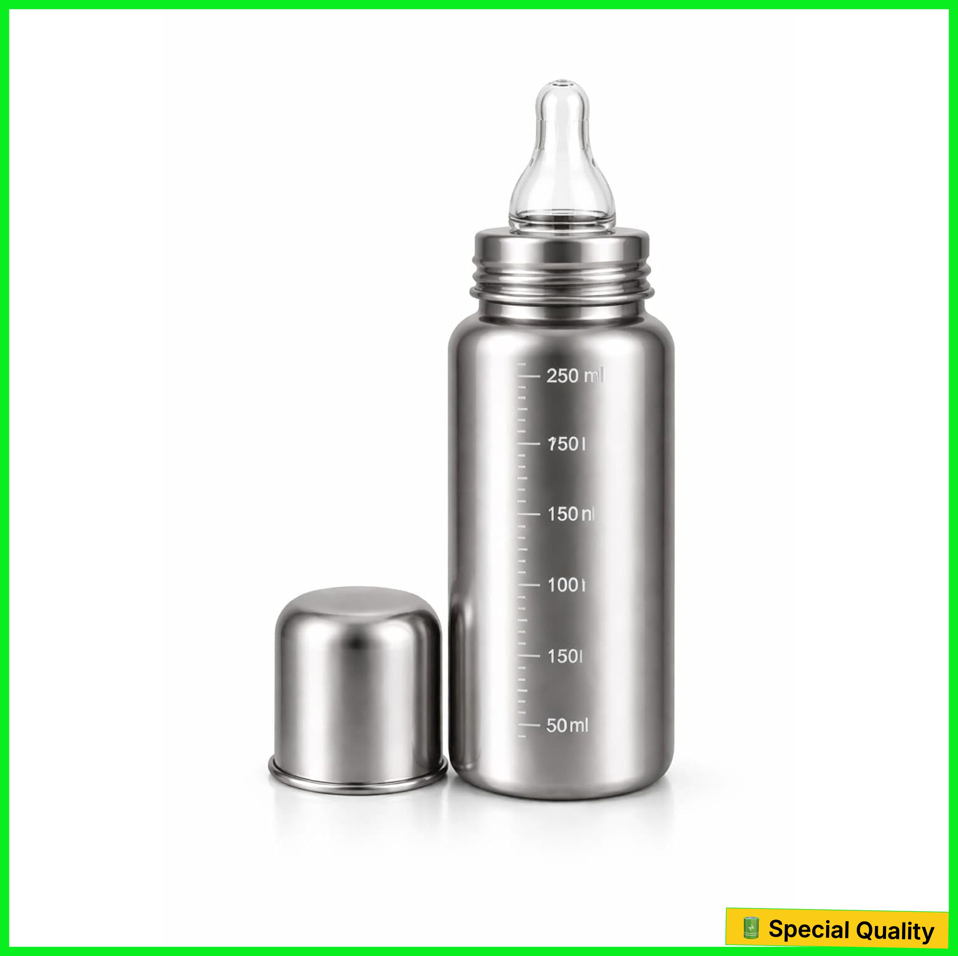 house of common Premium Stainless Steel Baby Feeding Bottle, Anti-Colic Silicone, BPA-Free - 200 ml-picture-36