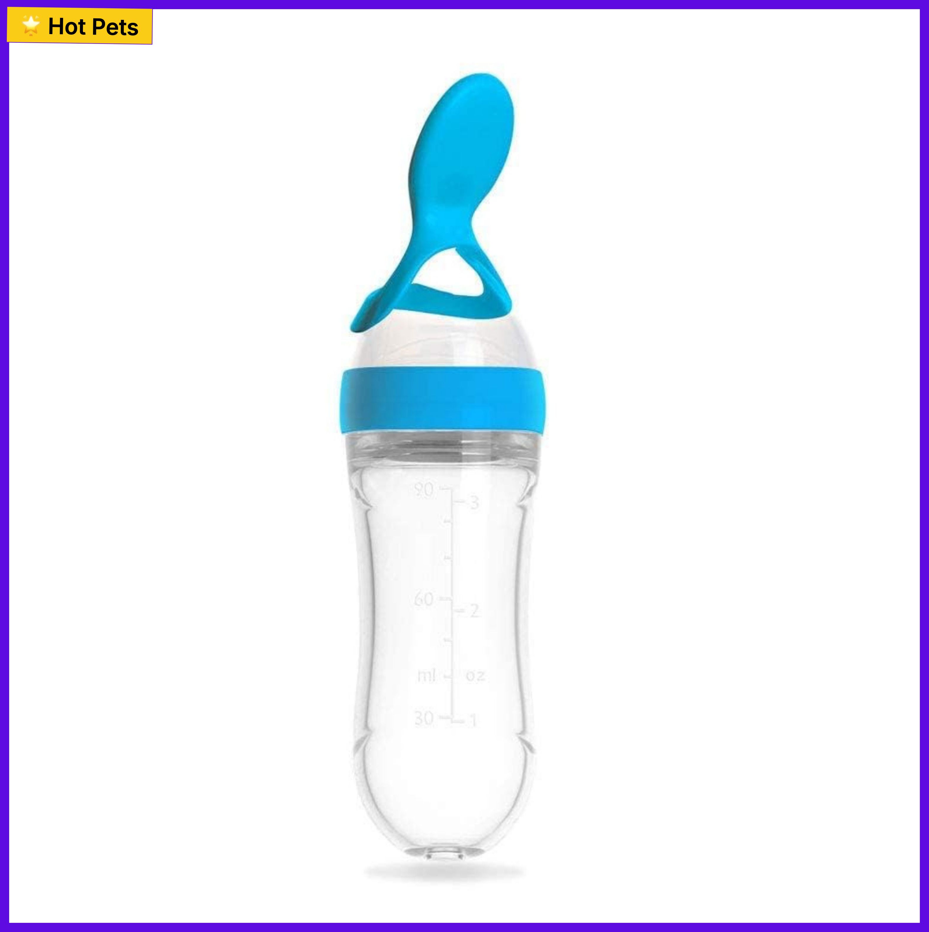 bubblino Squeeze Silicone Baby Spoon Feeder Bottle, BPA-Free,Cereal Feeder (Blue, 90 ml) - 90 ml-picture-23