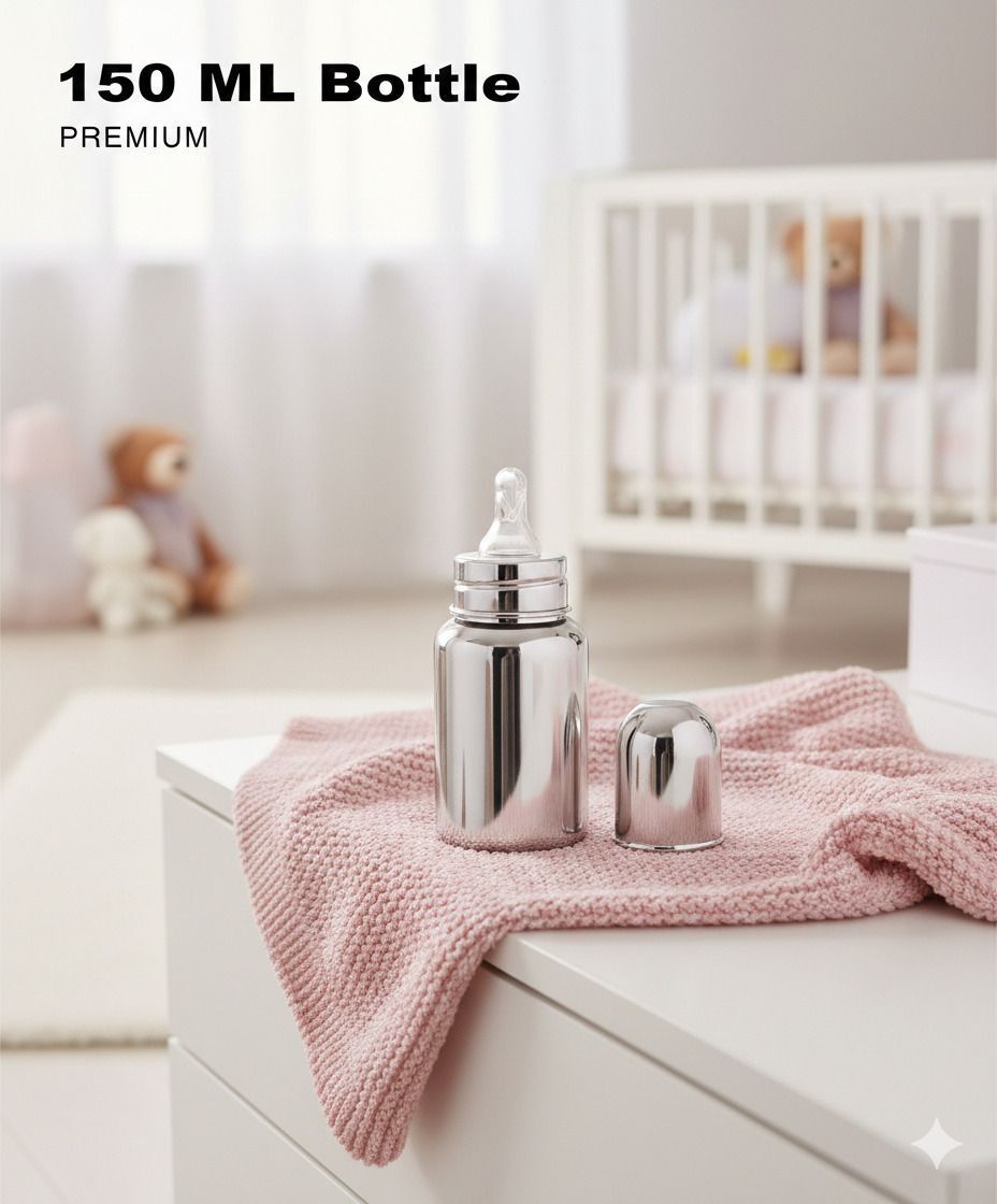 Stainless Steel Baby Feeding Bottle 304 Grade Steel BPA Free Safe for Newborns - 150 ml-image-5