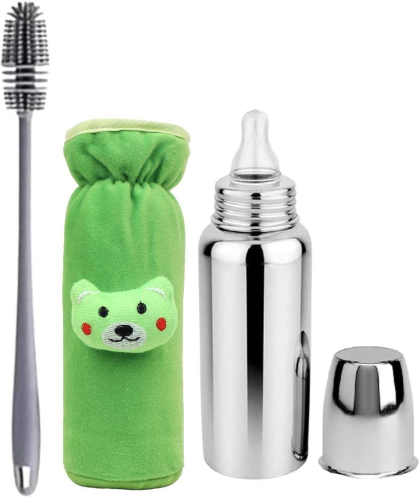 Baby Steel Milk Bottle &1Cleaning Brush & etc BPA-Free Sillicone Nipple 0-5 Year - 250 ml-image-47