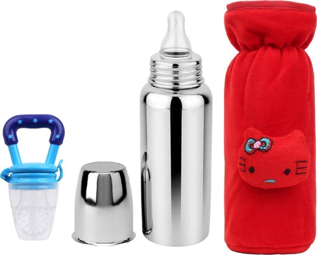 FeedBot Standard Baby feeding bottle with silicone Nipple-250ml(Silver) - 250 ml-image-16