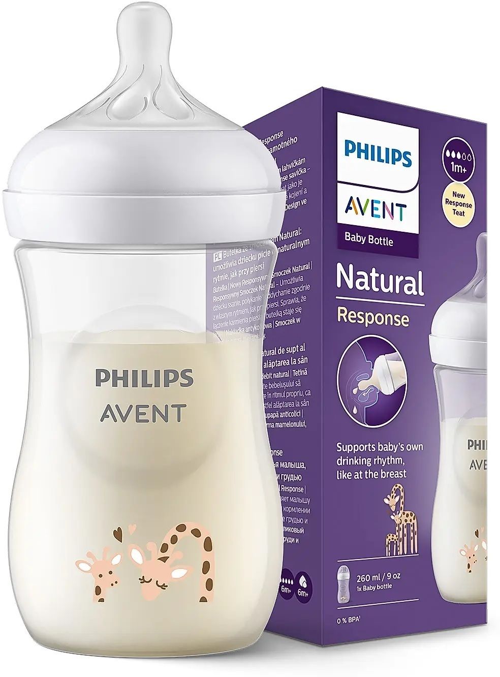 1m+ Giraffe Decoration Natural Response Baby Bottle - 260 ml