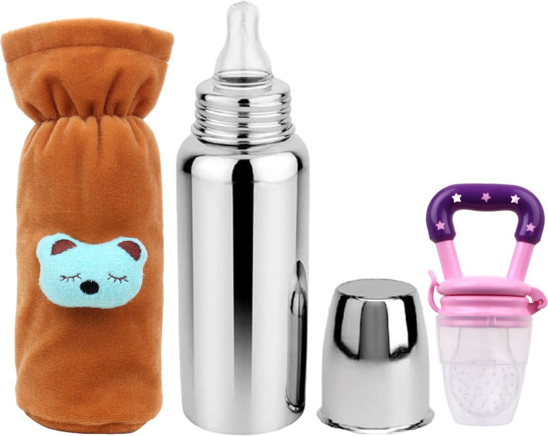 Baby feeding bottle with cover & baby fruit feeder 0 to 2 years BPA free - 250 ml-image-40
