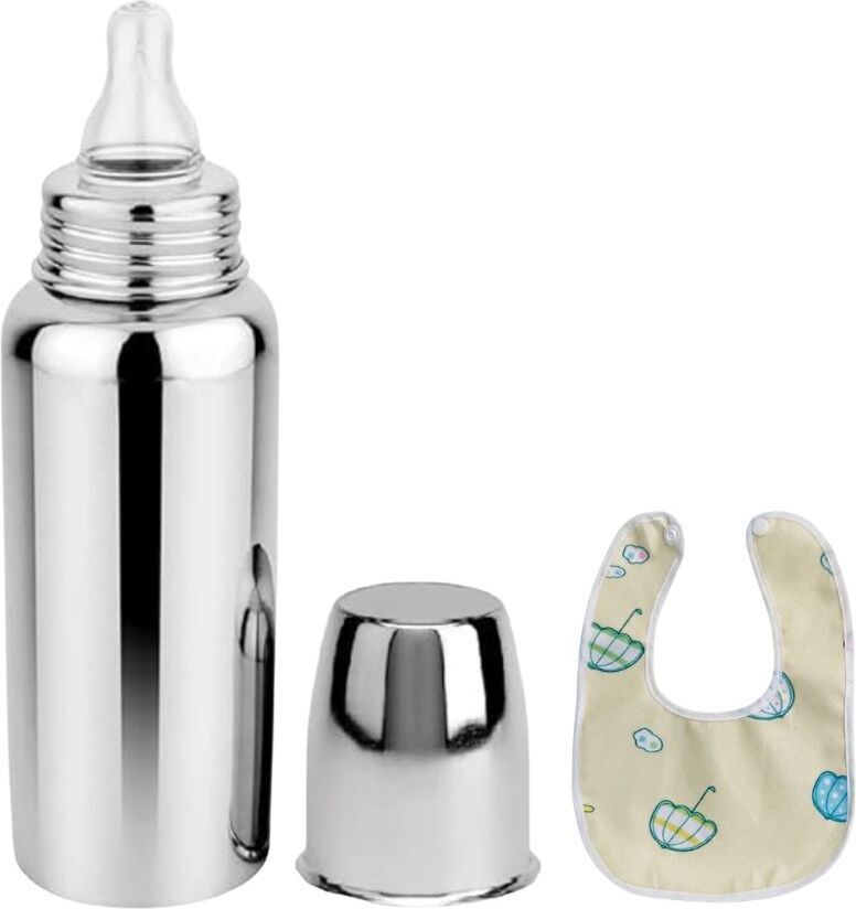 bluscaile Baby Feeding Milk Steel Bottle With Baby Bib 0-5 Years - 250 ml-picture-10