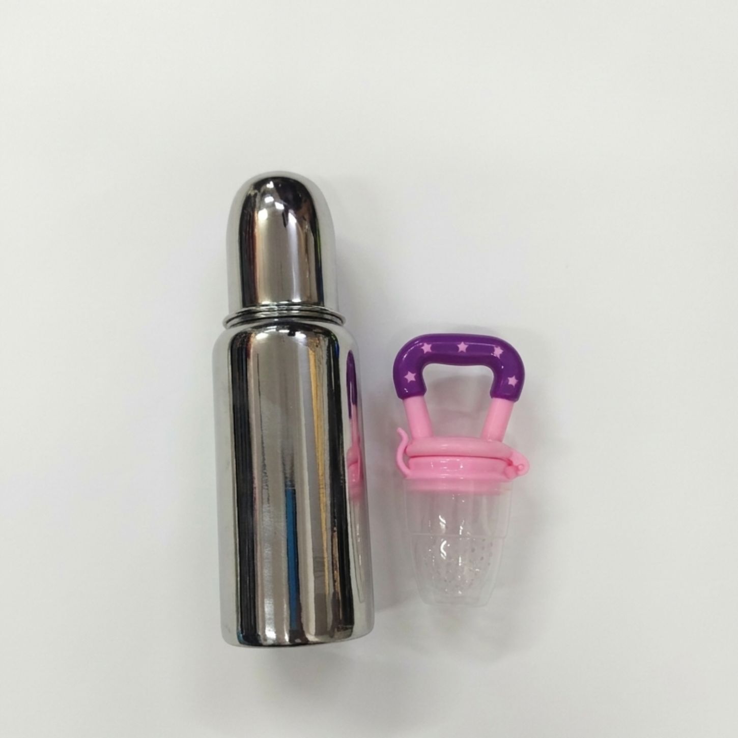 Baby Feeding Steel Milk Bottle With Sillicone Nipple & Fruit Feeder 0-5 Years - 250 ml-image-44