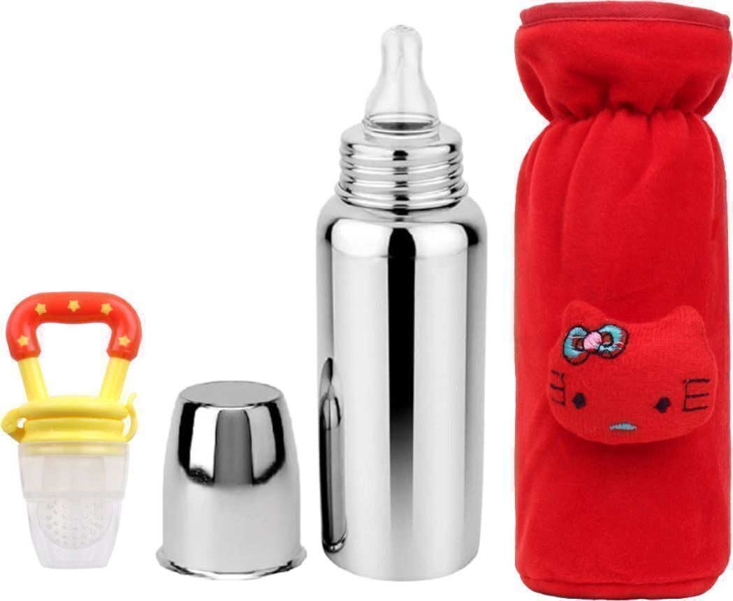 fusion fly Baby Steel Feeding Bottle with Anti Colic Valve, for Babies 250 ml (Silver) - 250 ml-picture-48