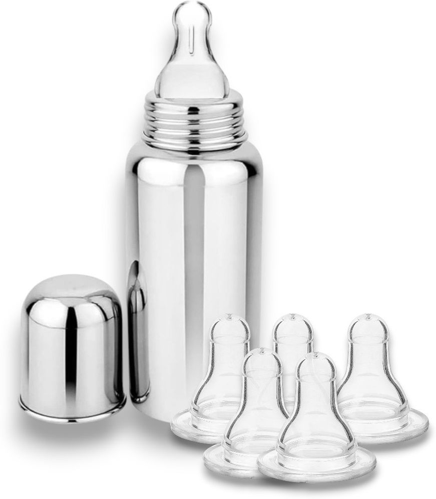 rb point 1 BOTTLE+ 5 NIPPLE Baby Feeding Stainless Steel Bottle 240ml - 250 ml-picture-38