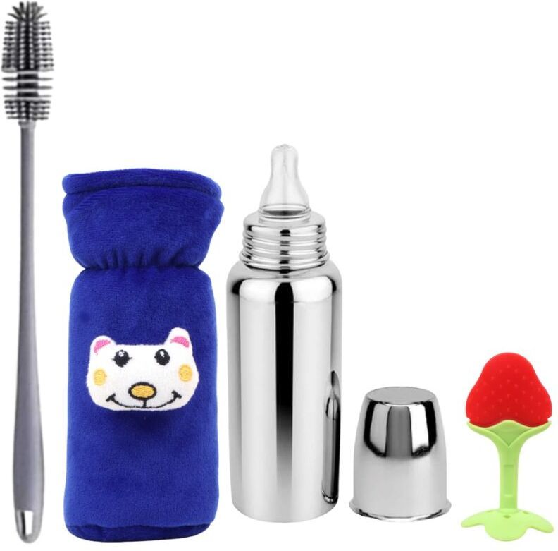 Baby Feeding Bottle Brush Set Silicone Nipple Cleaner with Protective Cover - 250 ml-image-36