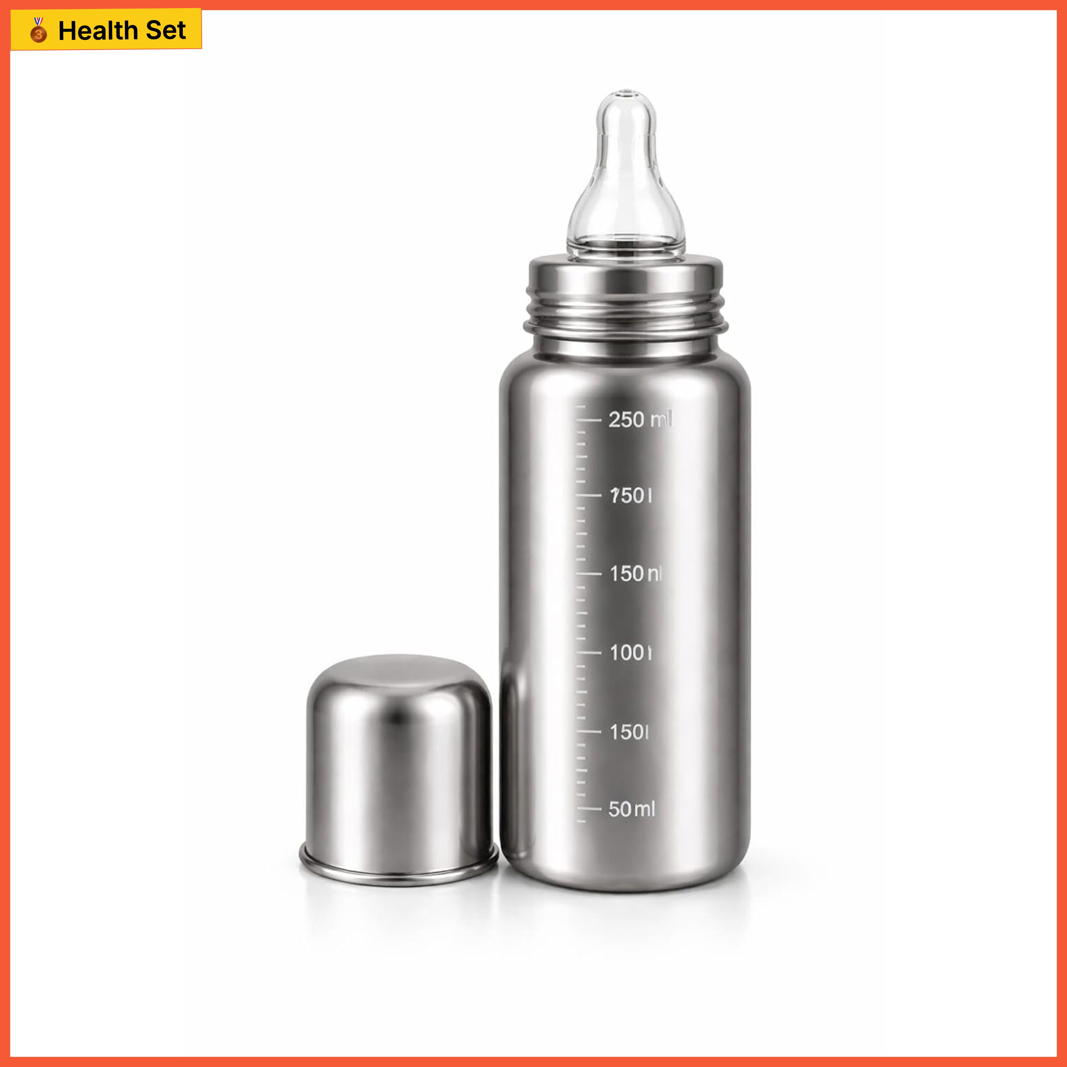house of common Premium Stainless Steel Baby Feeding Bottle, Anti-Colic Silicone, BPA-Free - 200 ml-picture-48