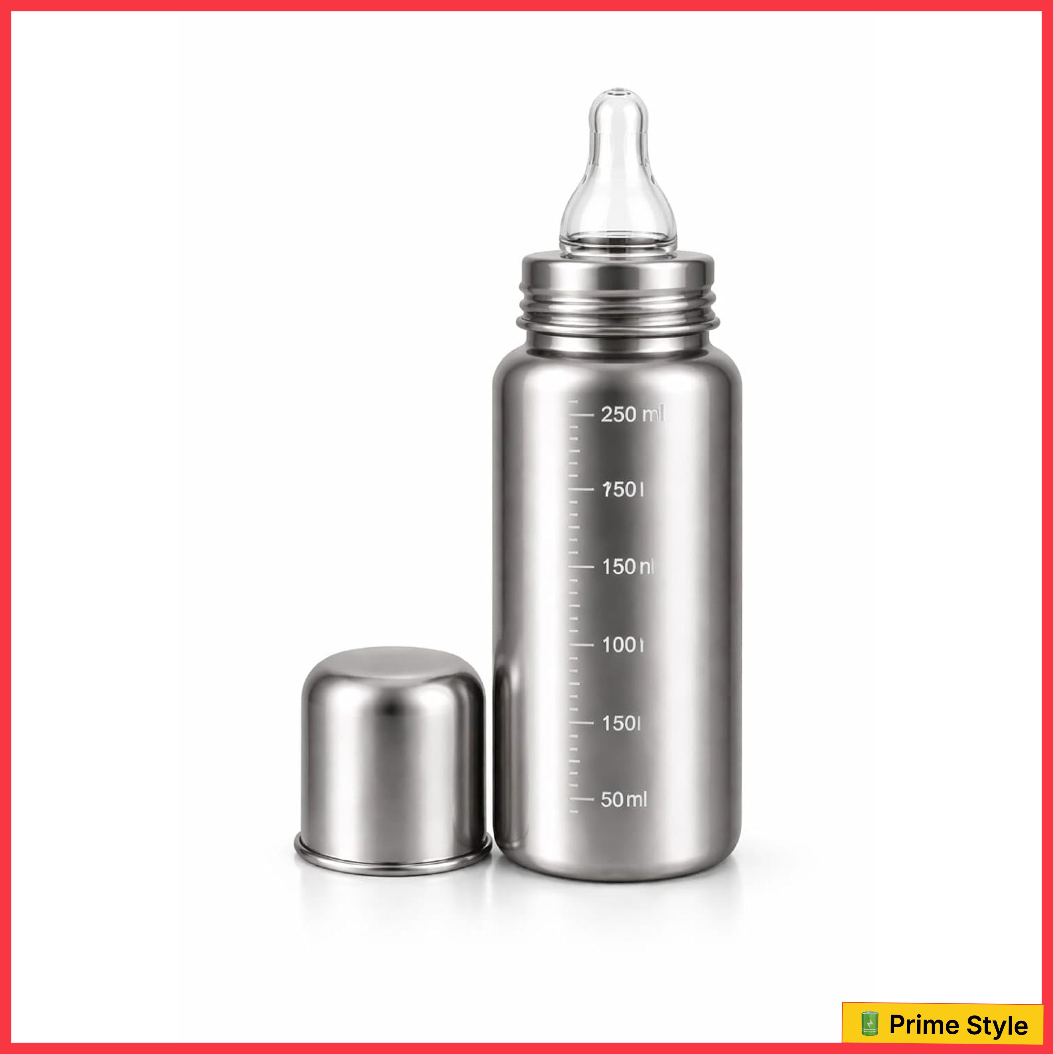 house of common Premium Stainless Steel Baby Feeding Bottle, Anti-Colic Silicone, BPA-Free - 200 ml-picture-14