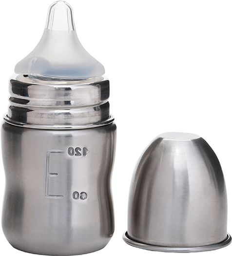 vega baby & mom Steel Feeding Bottle 120ml Wide Neck, Stainless Steel, Rust Resistant, BPA Free - 120 ml-picture-27