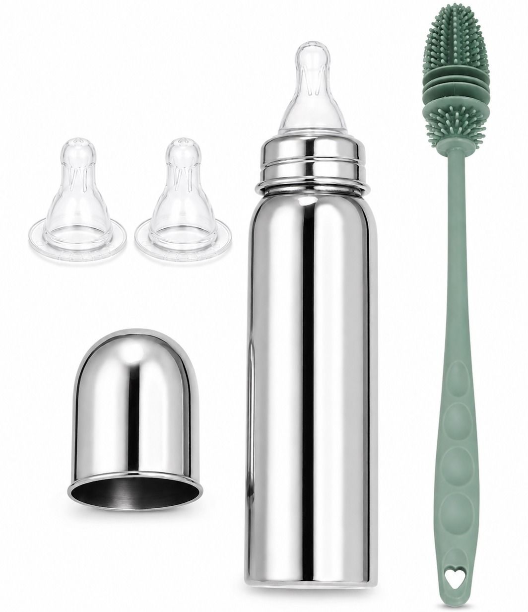 kidlux Baby Bottle Brush and Silicon Nipples Set 2 Extra Nipples - 240 ml-picture-14