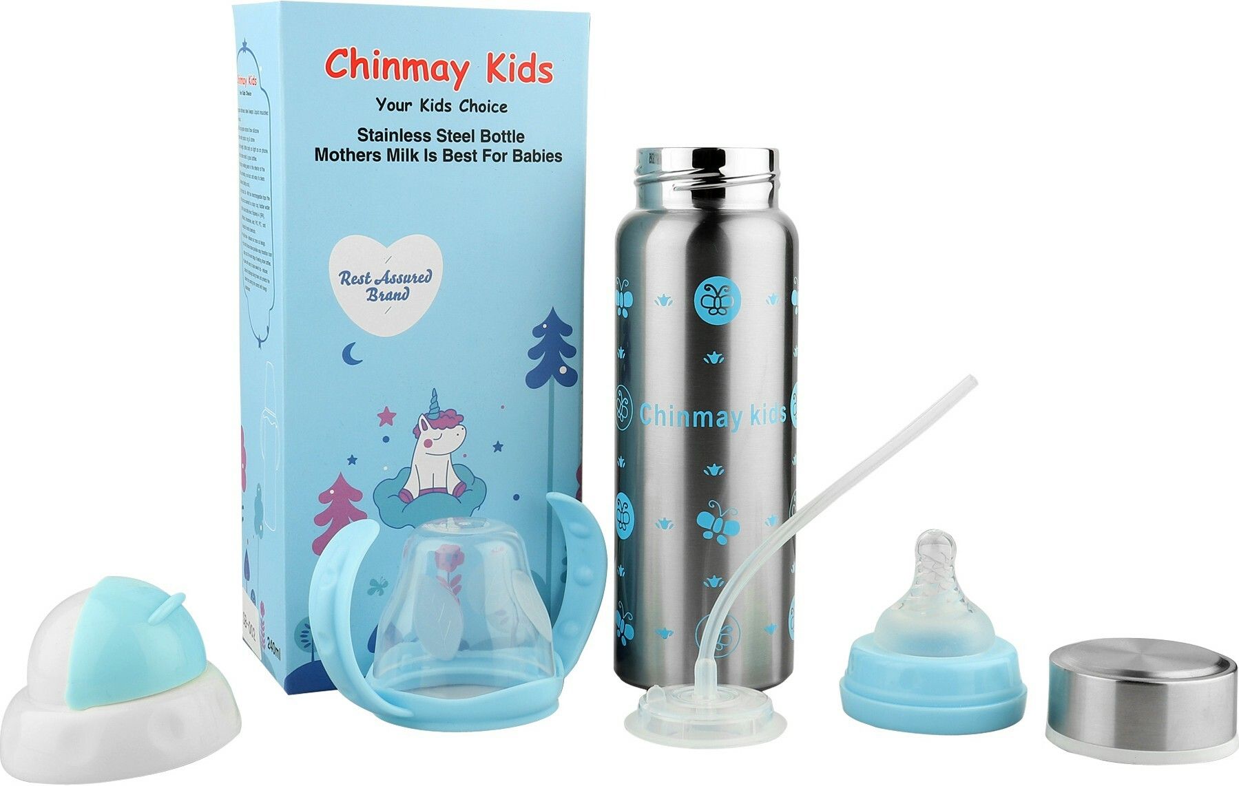Thermal Insulation Stainless Steel Baby Feeding Bottle - (Single Head) - 240 ml-image-7