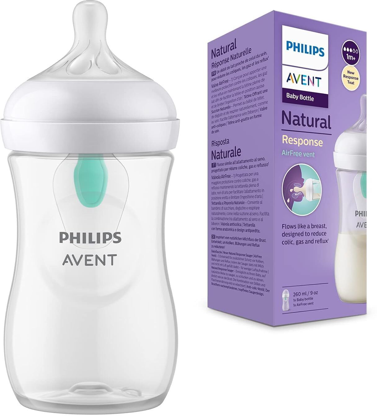philips avent Avent Natural Response Plastic Baby Bottle - 260ml Baby Milk Bottle - 260 ml-picture-36
