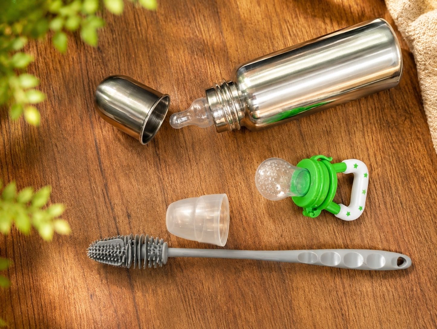 kidlux 240ml stainless steel baby bottle, fruit Feeder with Cleaning Brush - 240 ml-picture-13