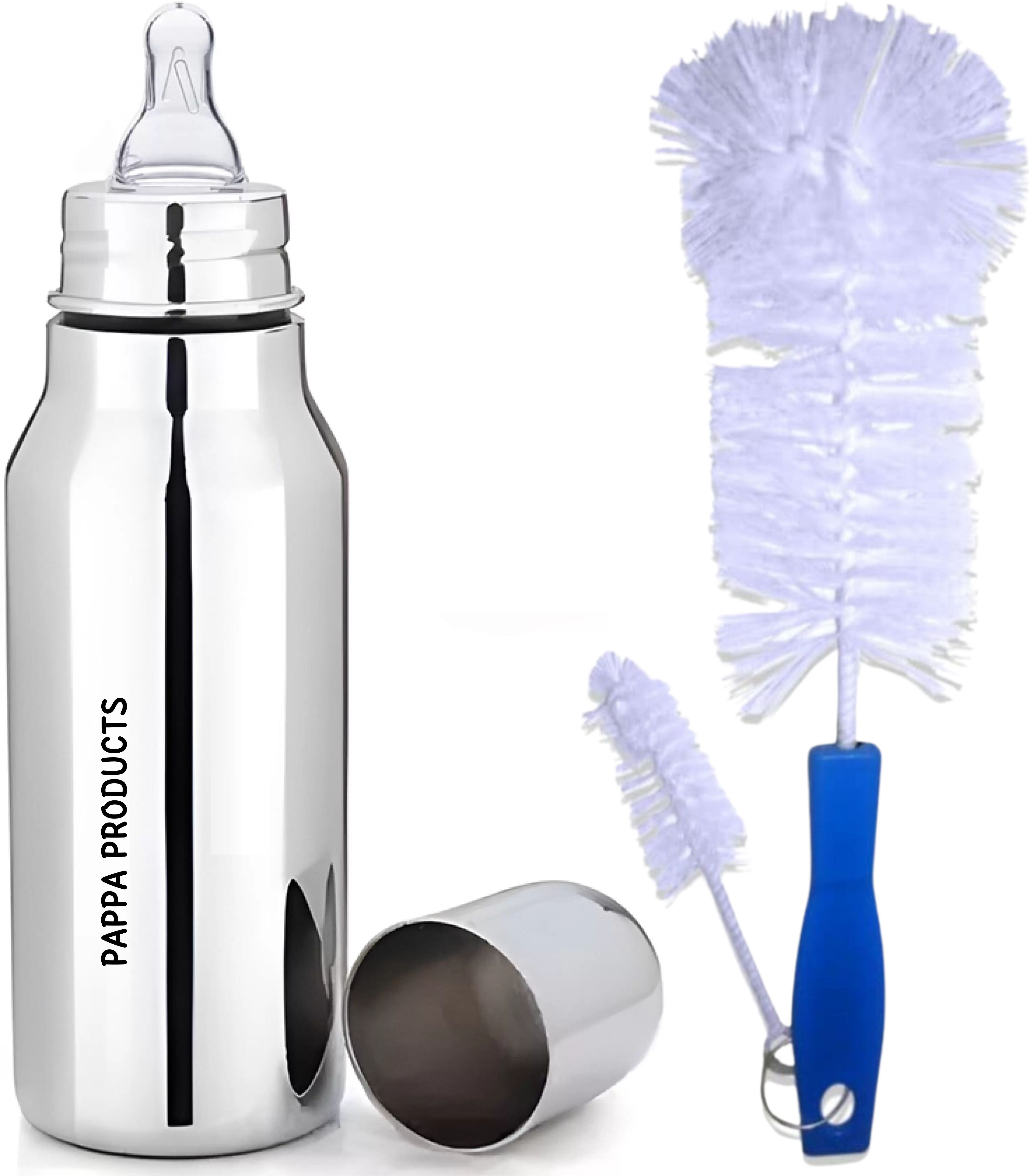Deluxe Stainless Steel Baby Feeding Bottle with Cleaning Brushes - 350 ml-image-27