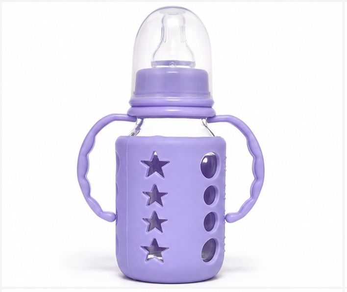 melloracart BABY FEEDING BOTTLE GLASS BPA FREE PURPLE 120 ML - 120 ml-picture-20