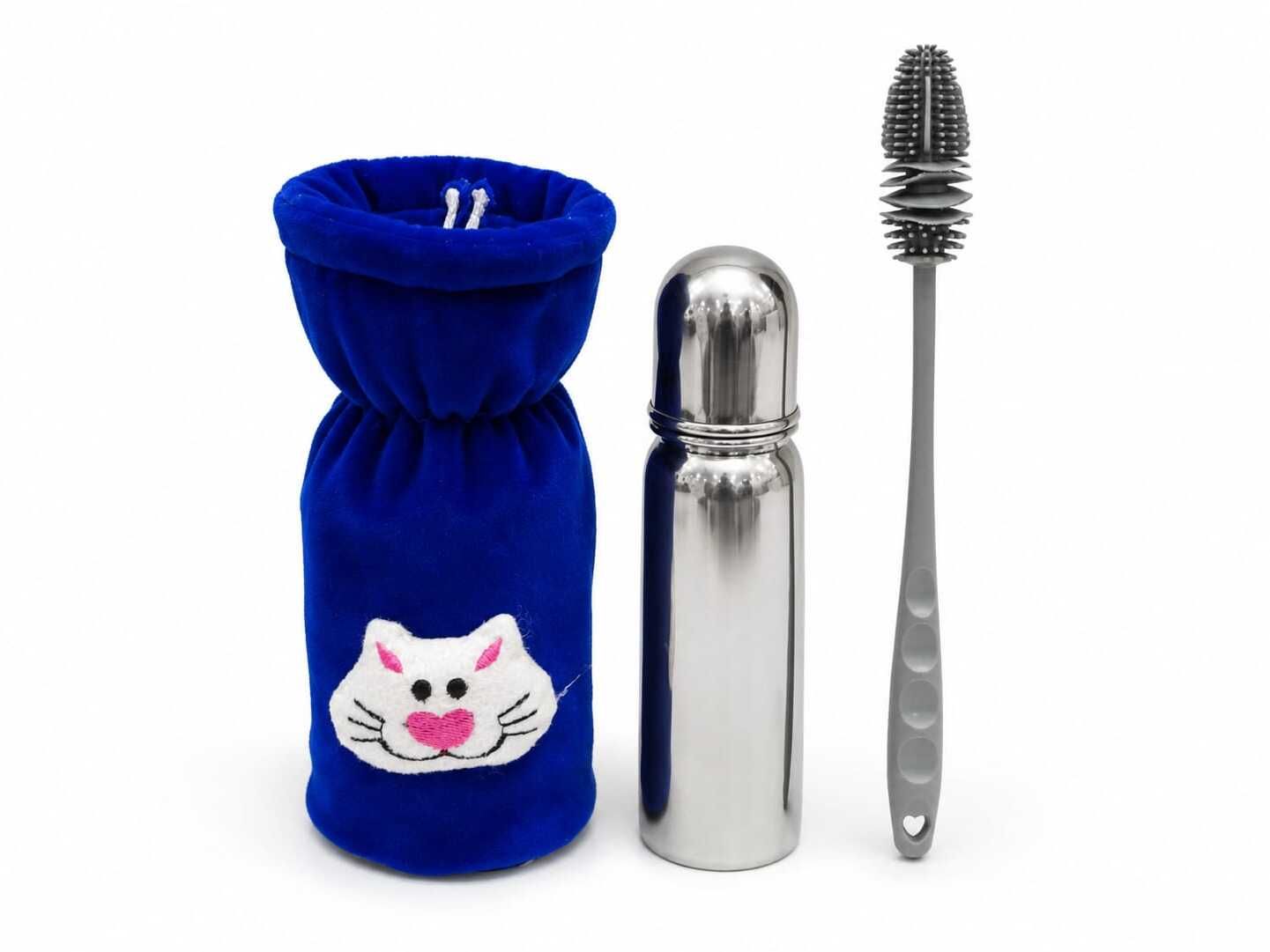 kids heaven Stainless Steel Baby Feeding Bottle Blue cover and bottle cleaning brush-1 - 240 ml-picture-24