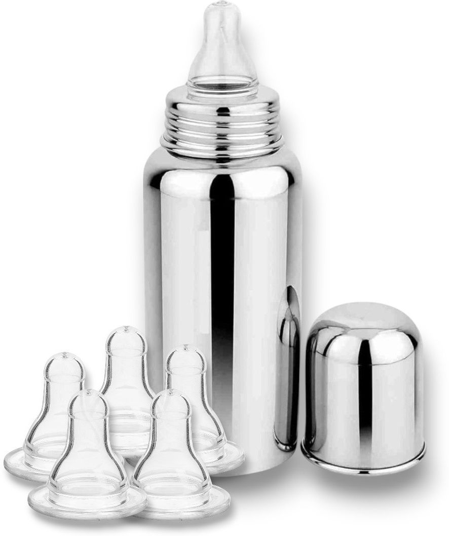 rb point Stainless Steel Baby Feeding Bottle for Kids with 3 Extra Niple - 250 ml-picture-17