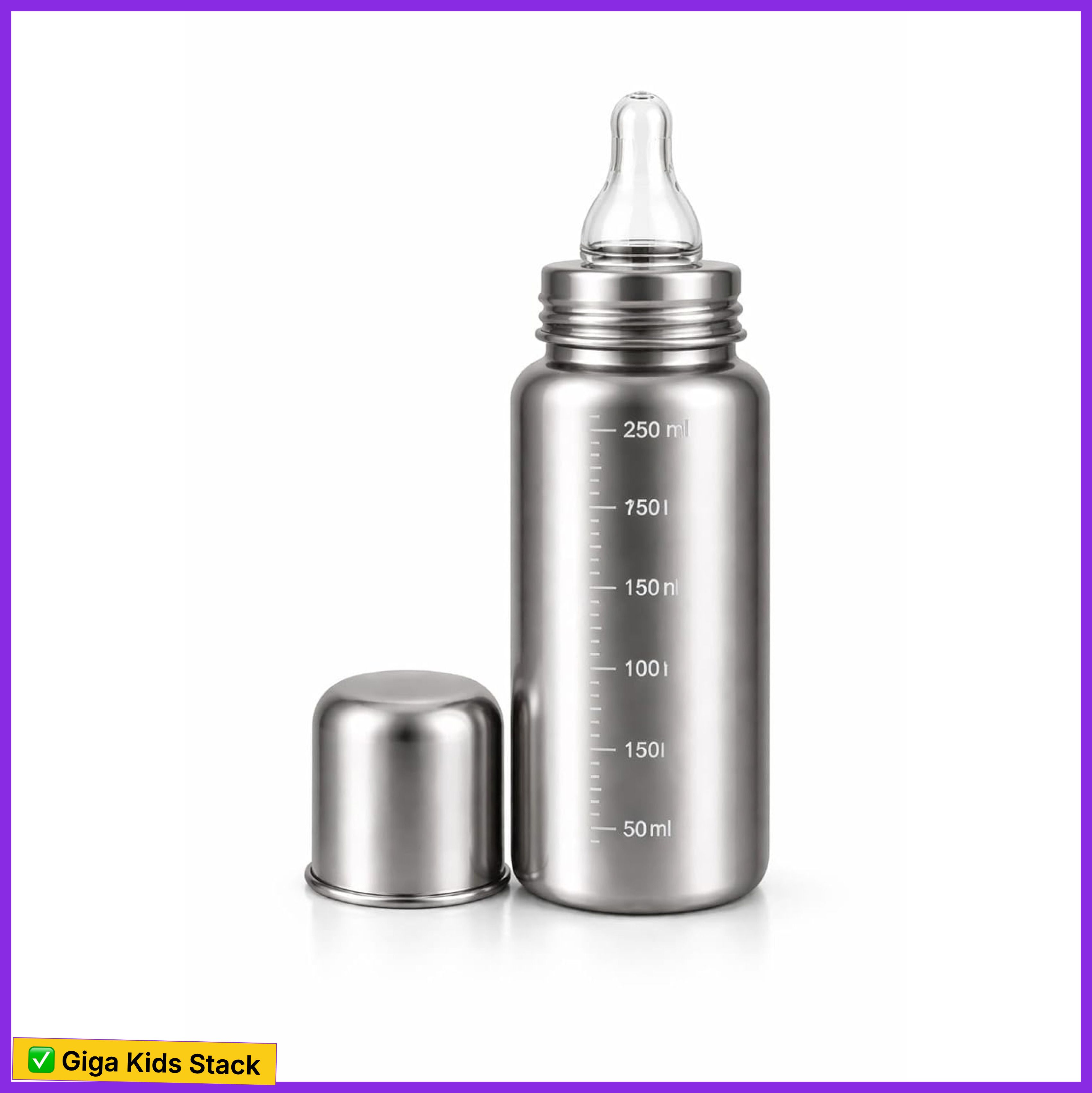 house of common Premium Stainless Steel Baby Feeding Bottle, Anti-Colic Silicone, BPA-Free - 200 ml-picture-24