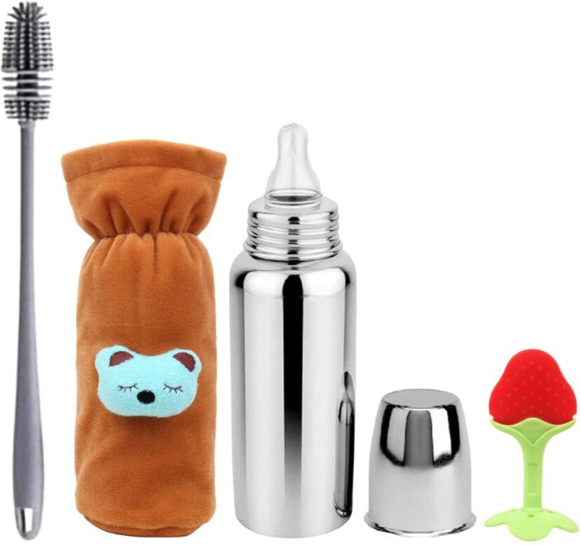 Silicone Baby Feeding Bottle Brush Set with Nipple Cleaner and Storage - 250 ml-image-11