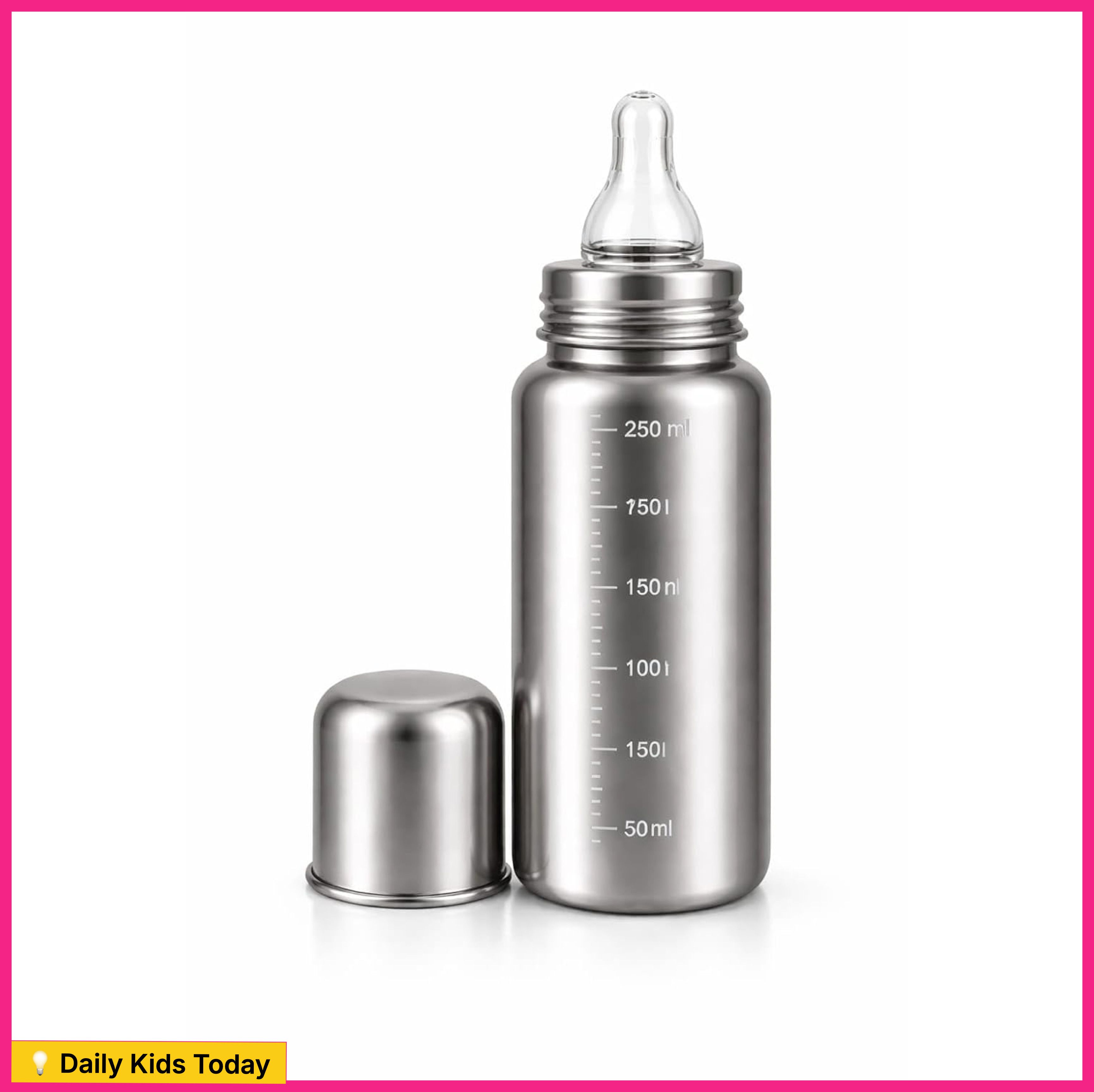 bubblino Premium Stainless Steel Baby Feeding Bottle, Anti-Colic Silicone, BPA-Free - 200 ml-picture-31